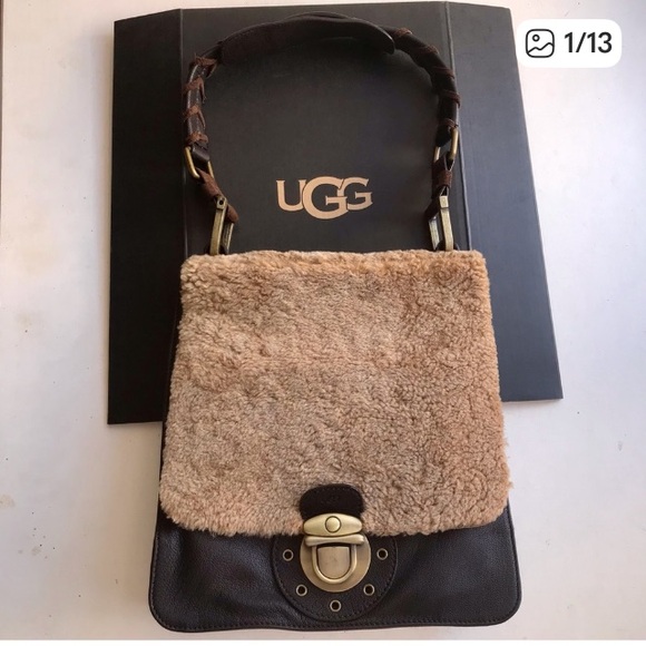 UGG Handbags - UGG Australia Purse Brown Leather Shearling Slimline